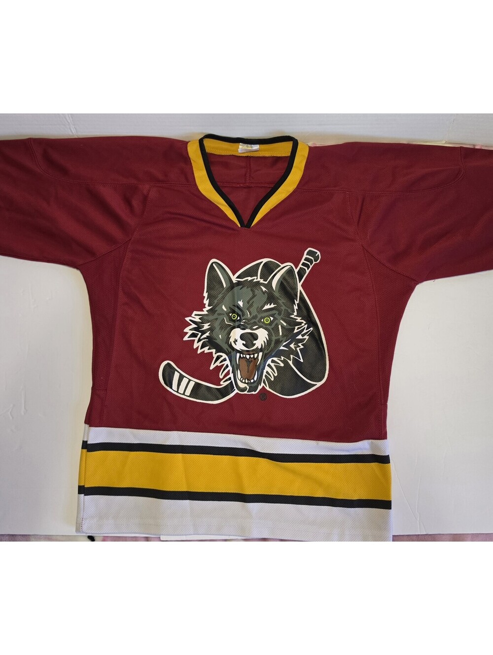 Chicago Wolves AHL Youth Medium Hockey Lightweight Jersey Maroon Minor League